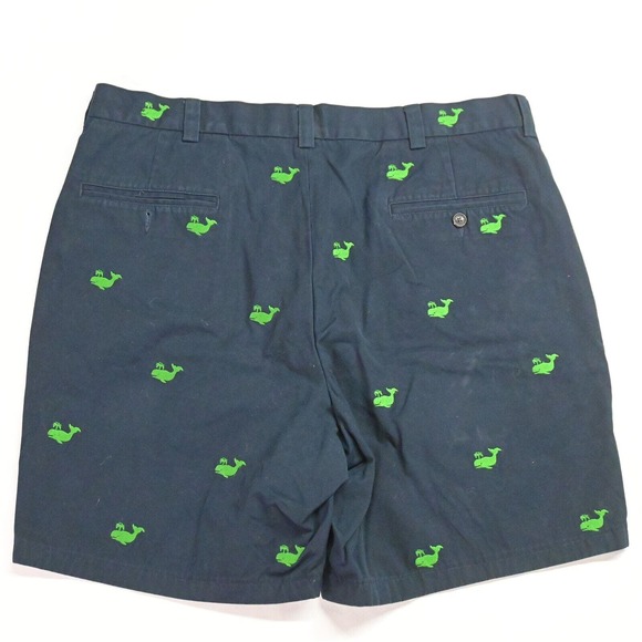 Brooks Brothers 35 x 8" Navy Blue All Over Whale Flat Front‎ Chino Shorts - Picture 7 of 7